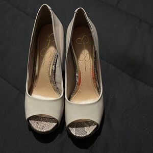 Jessica Simpson Elegant Cream Peep-Toe Heels